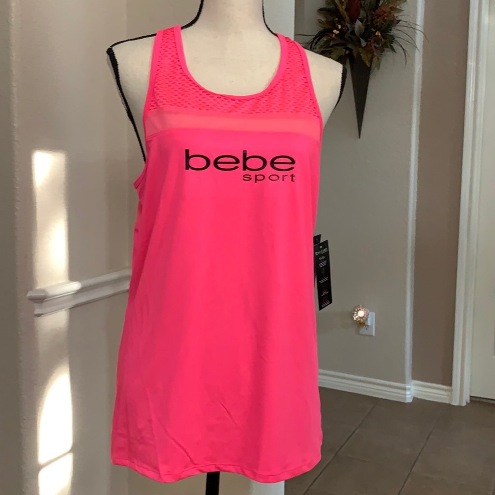 bebe Sport hot pink and black with mesh athletic top. Size XL